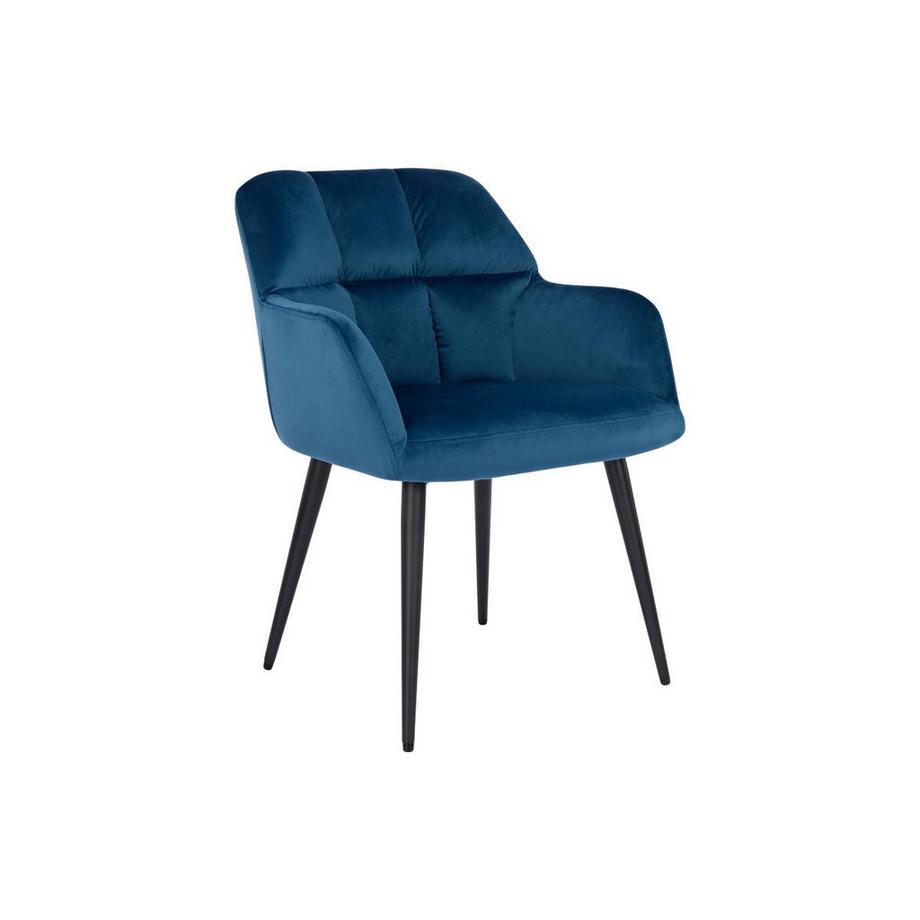 Vente-unique Lotto di 2 sedie Con braccioli Velluto e metallo Blu PEGA  