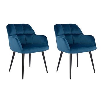 Lot de 2 chaises avec accoudoirs Velours métal PEGA