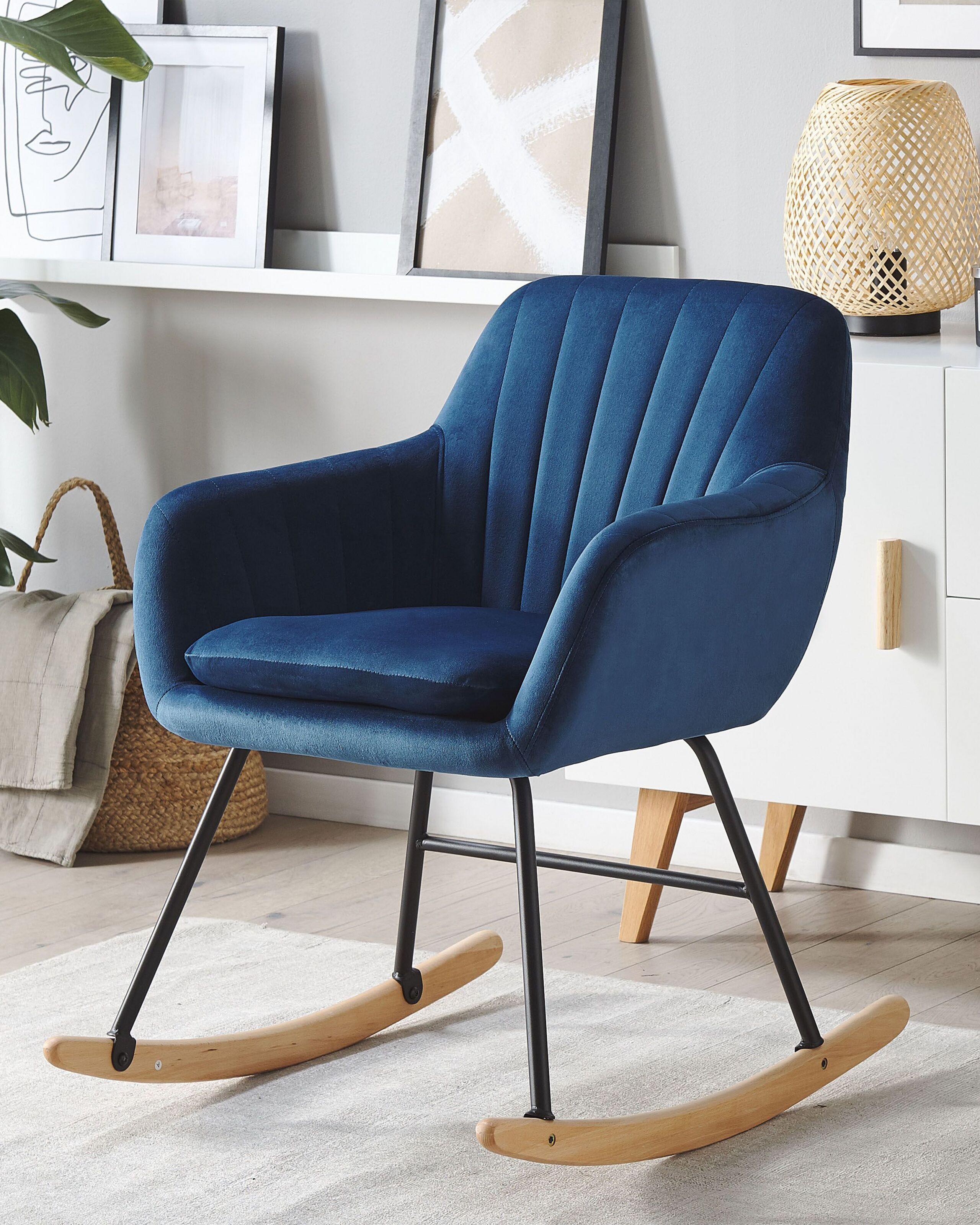 Beliani Fauteuil à bascule en Velours Moderne LIARUM  