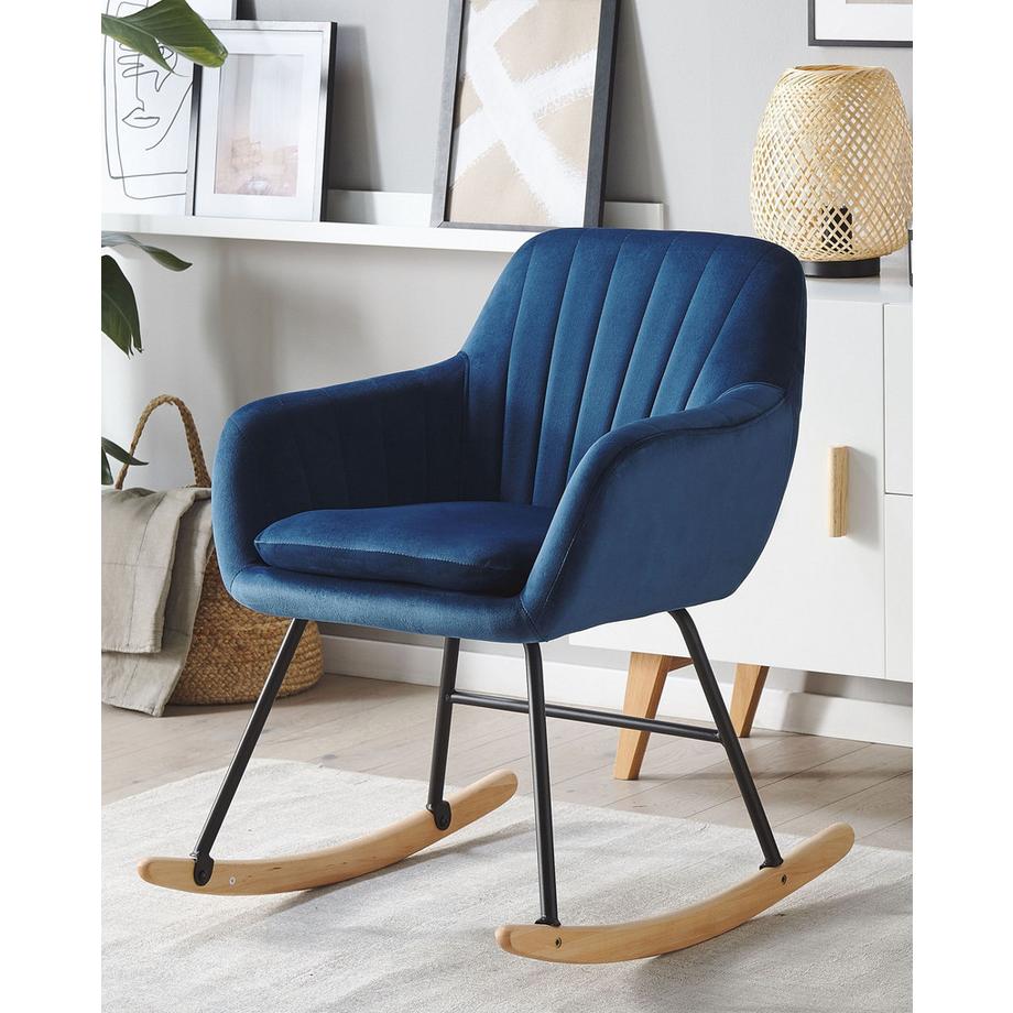 Beliani Fauteuil à bascule en Velours Moderne LIARUM  