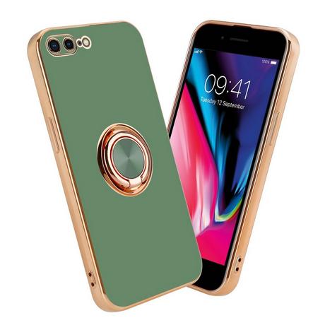 Cadorabo  Housse compatible avec Apple iPhone 7 PLUS / 7S PLUS / 8 PLUS avec anneau - Coque de protection en silicone TPU flexible, avec protection pour appareil photo et support voiture magnétique 