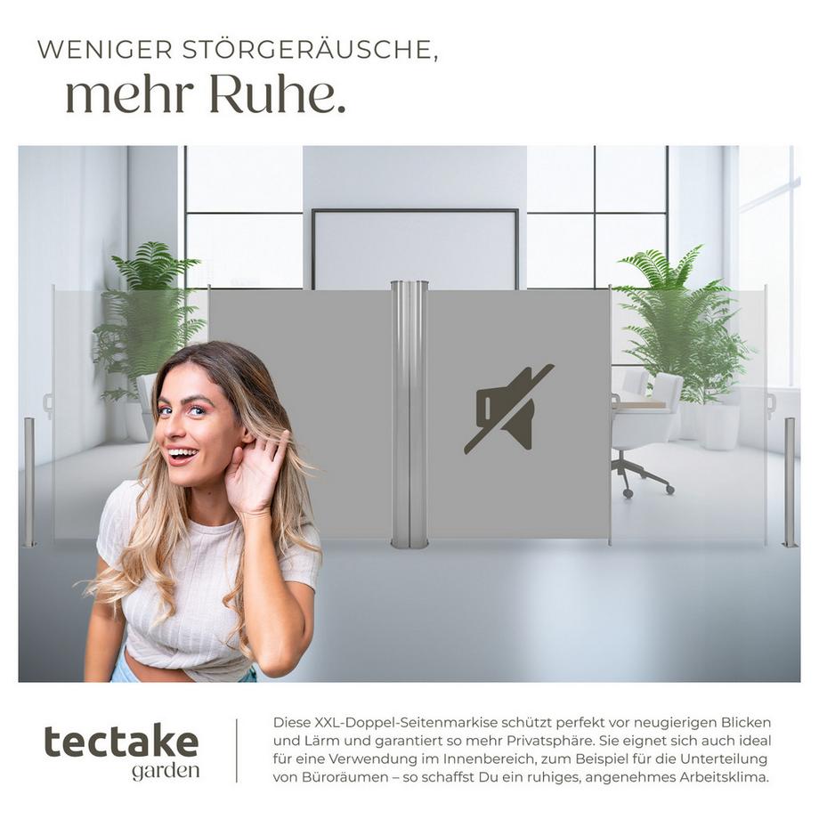 Tectake Aluminium Doppel-Seitenmarkise  ausziehbar, blickdicht wetterfest  