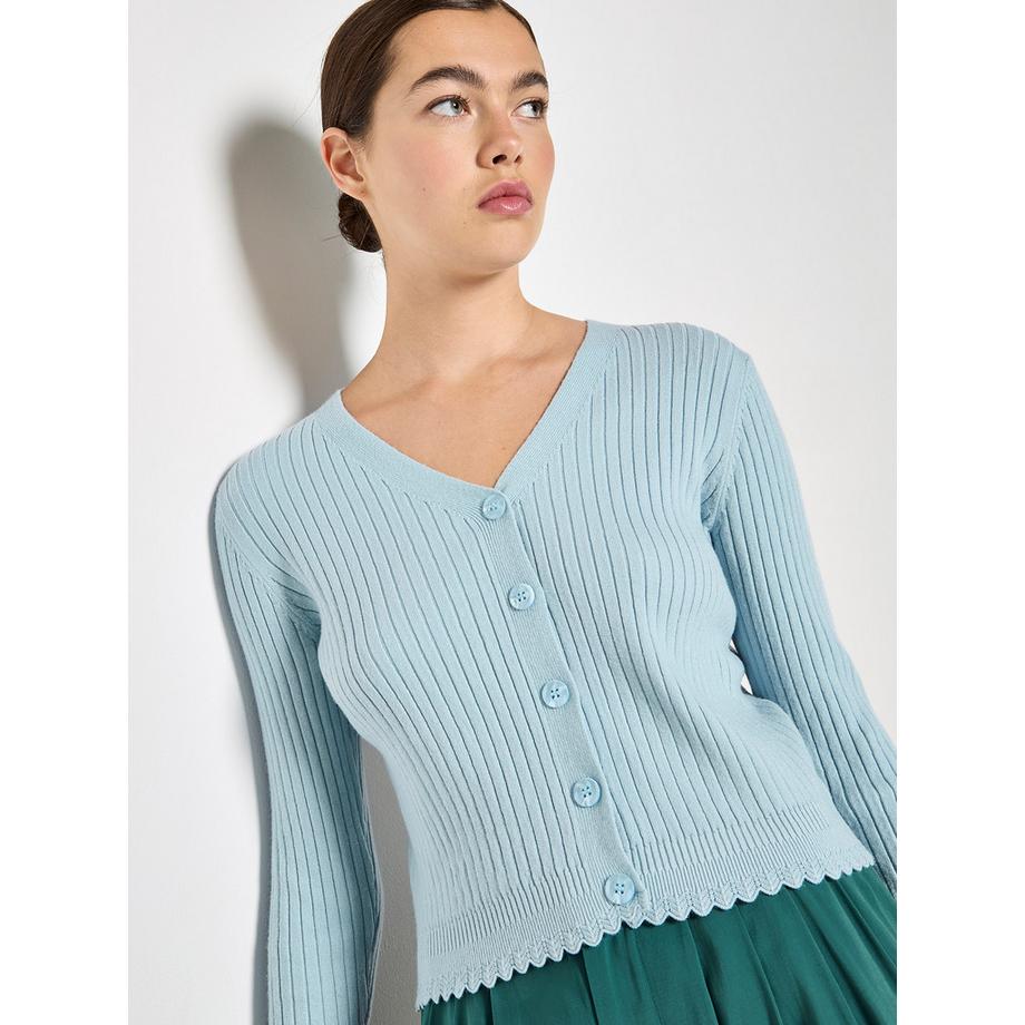 APRICOT Gerippte Strickjacke Wellenkante  