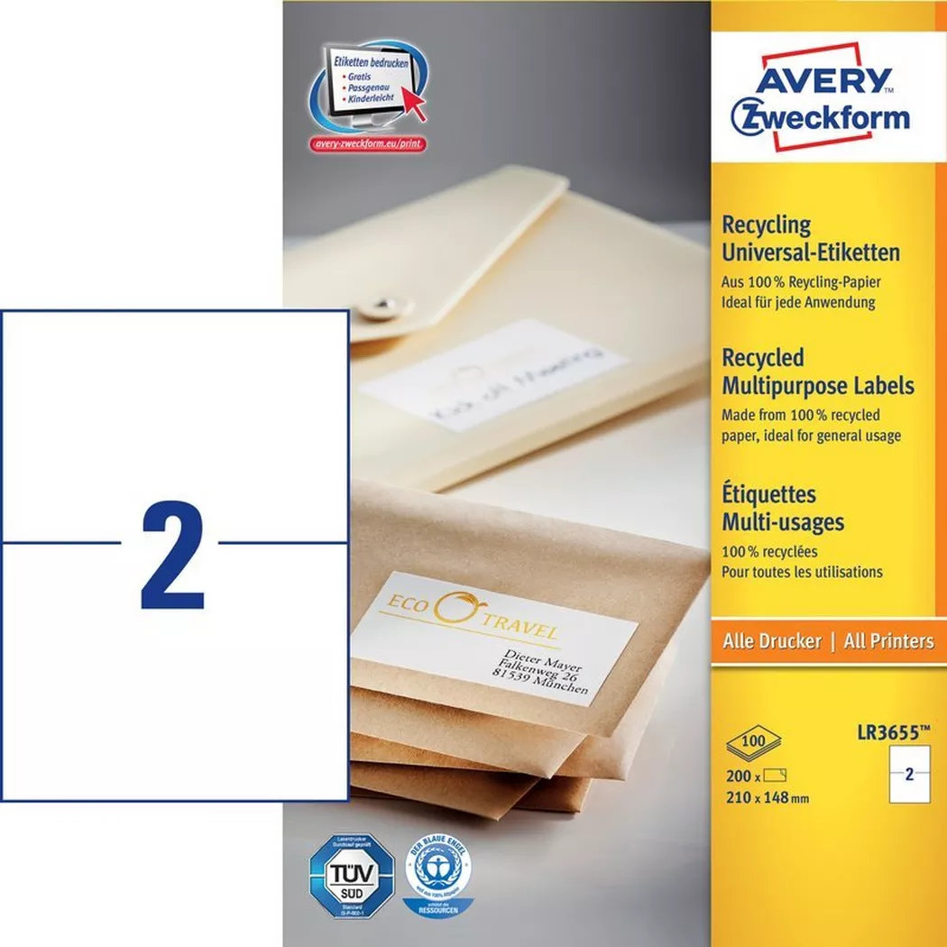 Avery-Zweckform – AVERY ZWECKFORM Etiketten 210x148mm, 200 Stück, One Size, Weiss