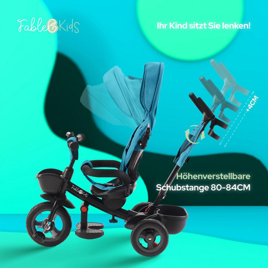 FableKids  Triciclo 5in1 Triciclo per Bambini Carrozzina Bicicletta Manubrio 