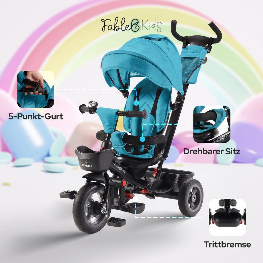 FableKids  Triciclo 5in1 Triciclo per Bambini Carrozzina Bicicletta Manubrio 