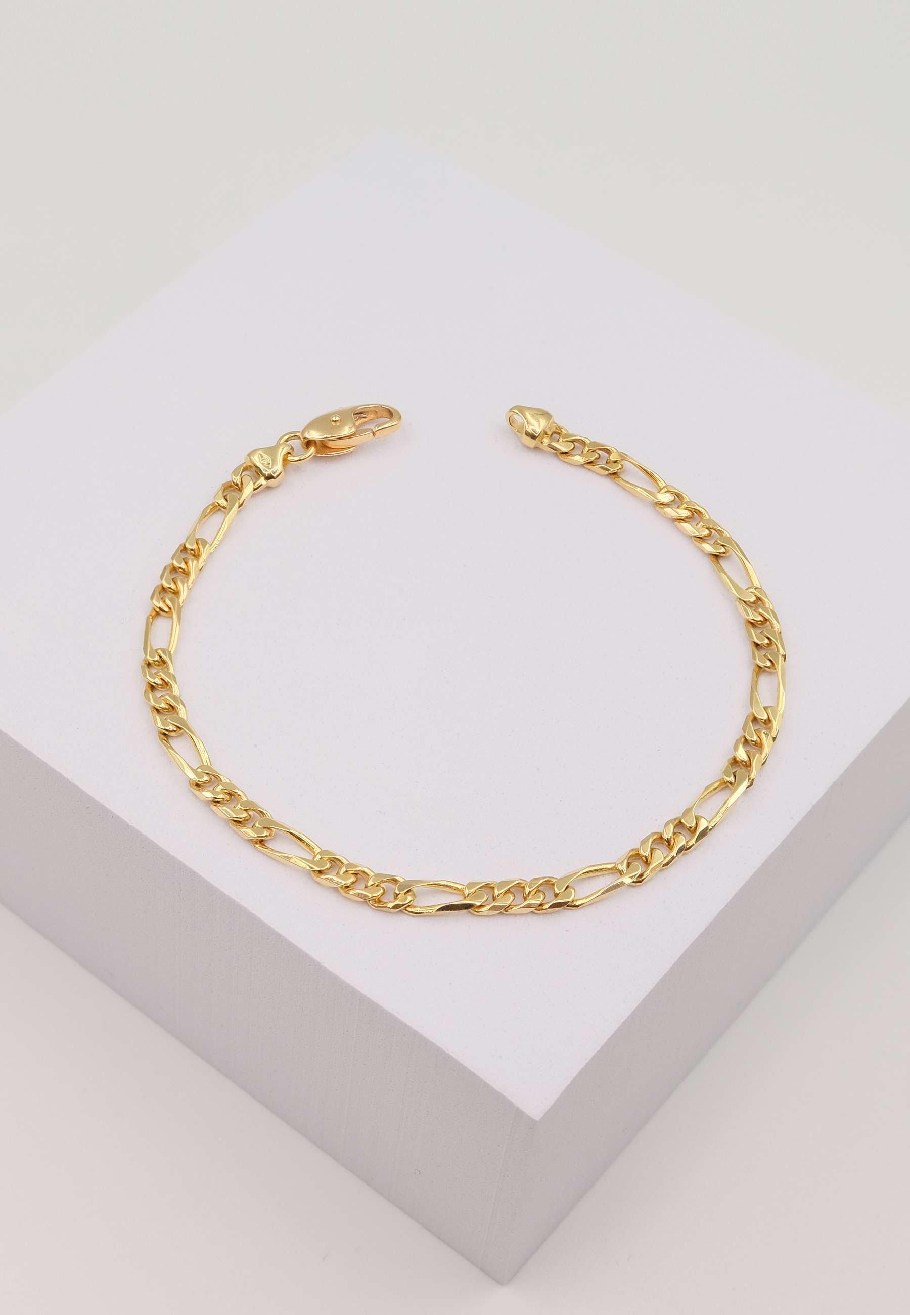 MUAU Schmuck  Bracelet Figaro Gelbgold 750, 19cm, 4mm 