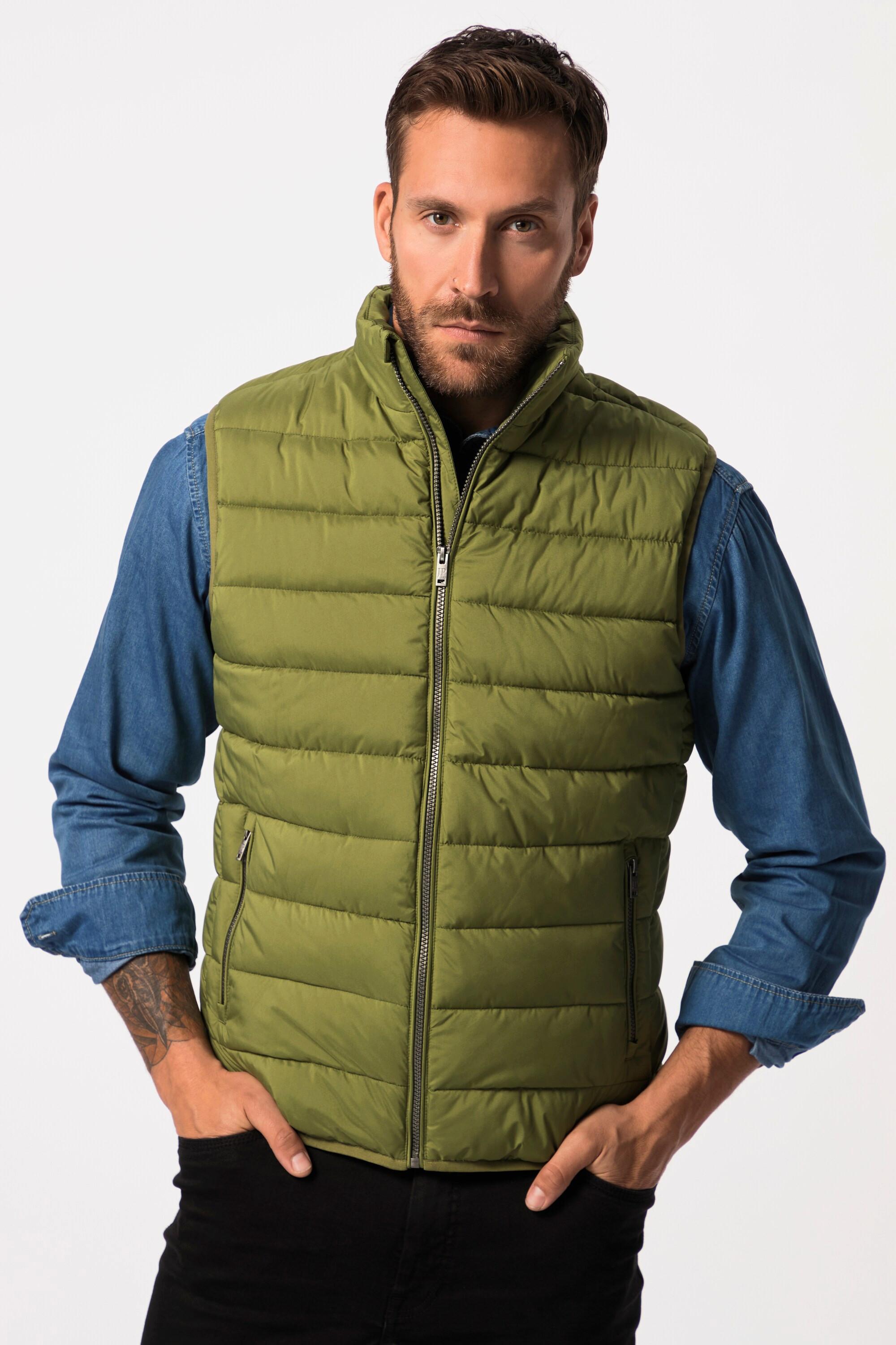 JP1880  Gilet matelassé, collection Outdoor. Col montant et fermeture zippée vert kaki 