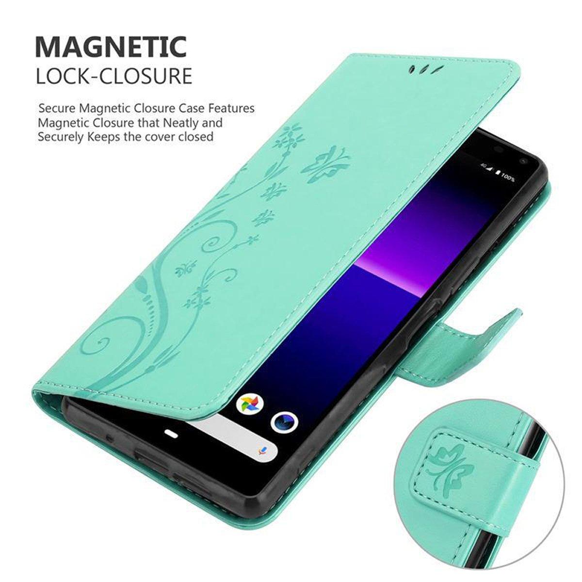 Cadorabo  Housse compatible avec Sony Xperia 8 - Coque de protection au design floral avec fermeture magnétique, fonction de support et emplacements pour cartes 