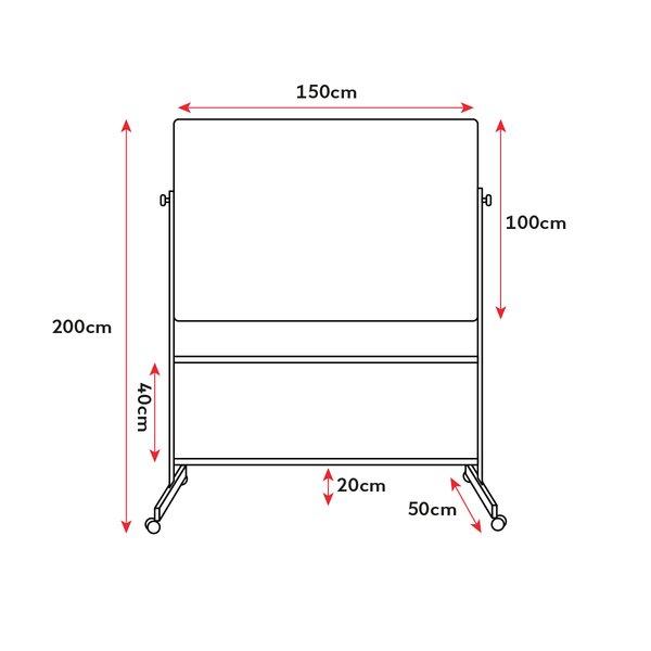 Ergovia  Tableau blanc magnétique 100x150cm à roulettes 