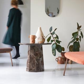 Tikamoon Table d'appoint en marbre brown Keesog  