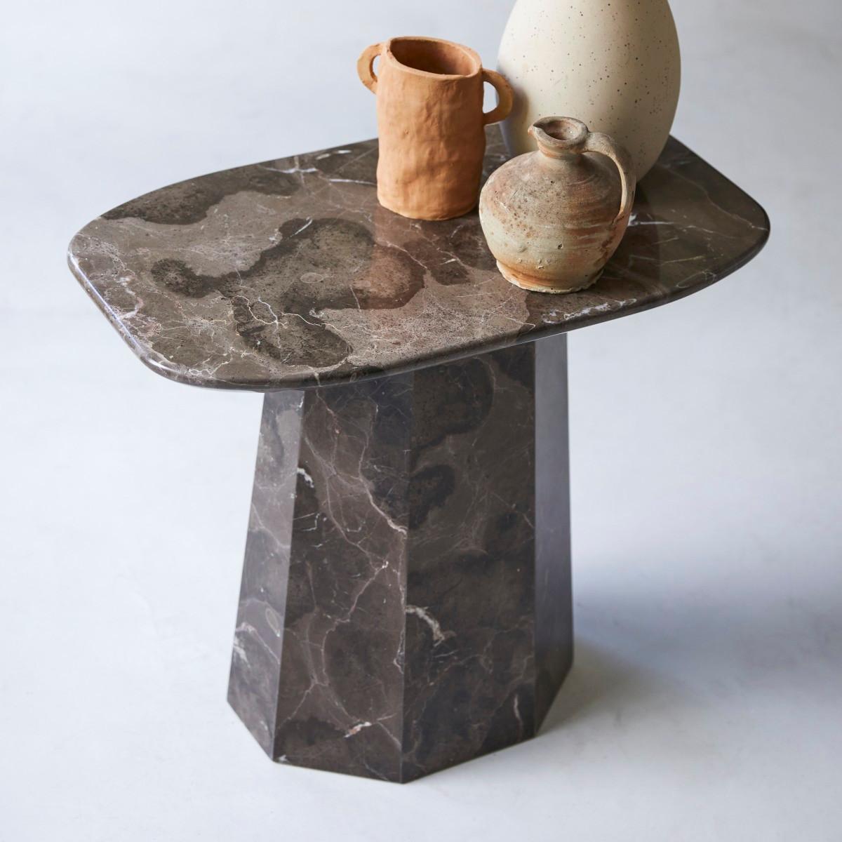 Tikamoon Table d'appoint en marbre brown Keesog  