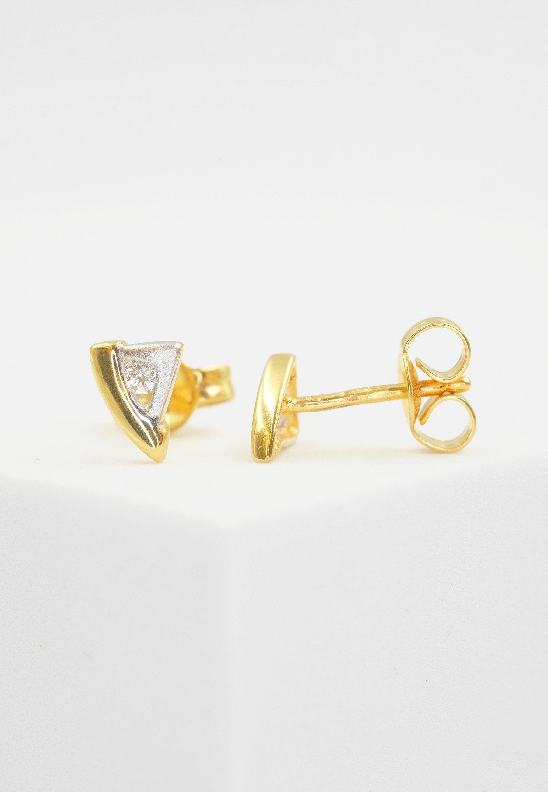 MUAU Schmuck  Clous d'oreilles bicolores or jaune/blanc 750 diamant 0.06ct. 7x5mm 