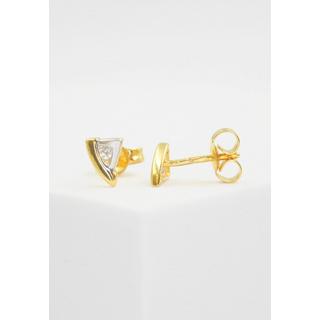 MUAU Schmuck  Clous d'oreilles bicolores or jaune/blanc 750 diamant 0.06ct. 7x5mm 