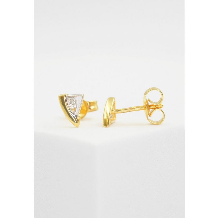 MUAU Schmuck  Clous d'oreilles bicolores or jaune/blanc 750 diamant 0.06ct. 7x5mm 