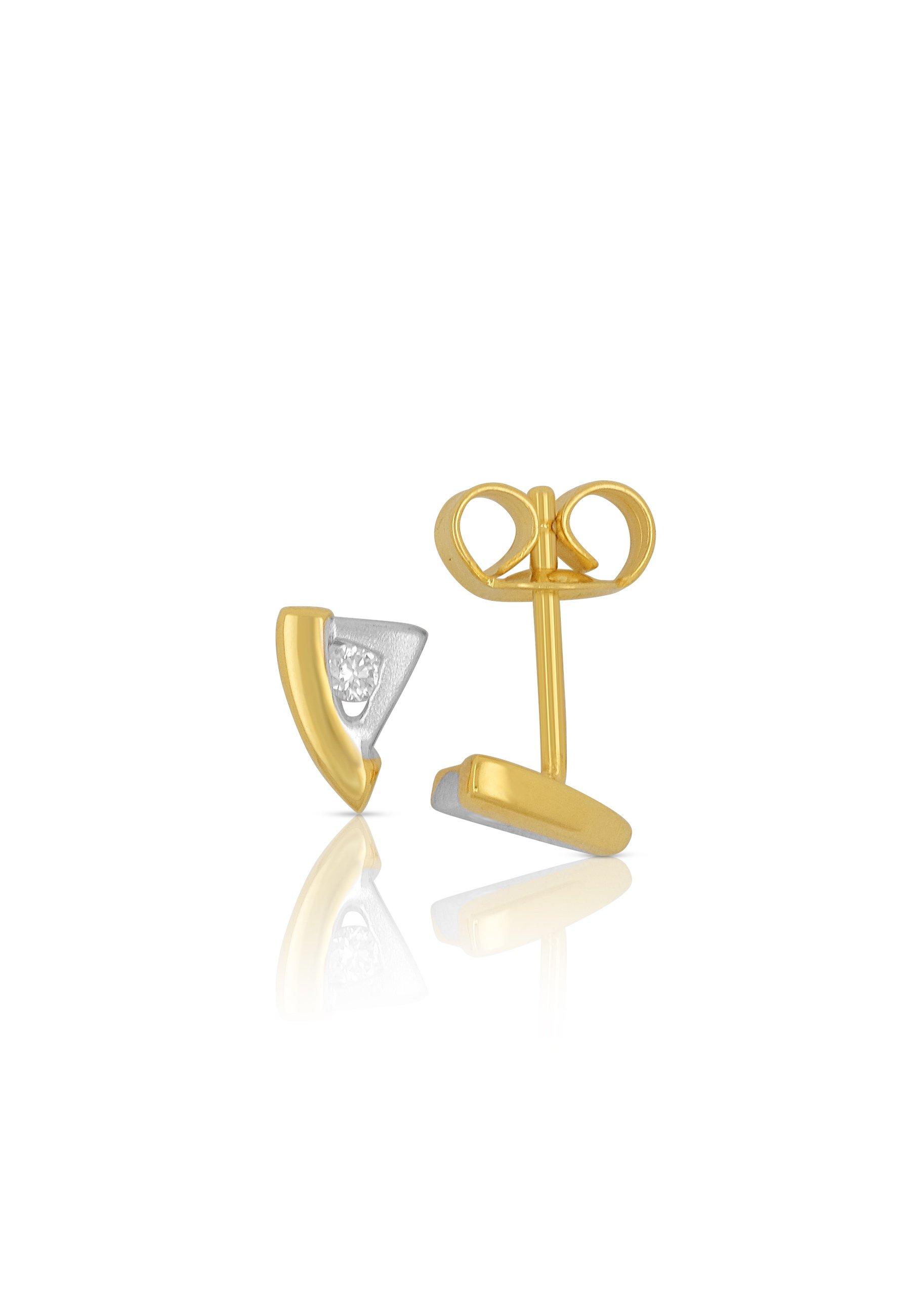 MUAU Schmuck  Clous d'oreilles bicolores or jaune/blanc 750 diamant 0.06ct. 7x5mm 