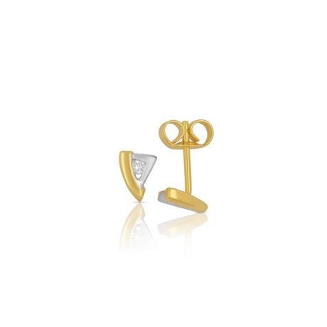 MUAU Schmuck  Clous d'oreilles bicolores or jaune/blanc 750 diamant 0.06ct. 7x5mm 