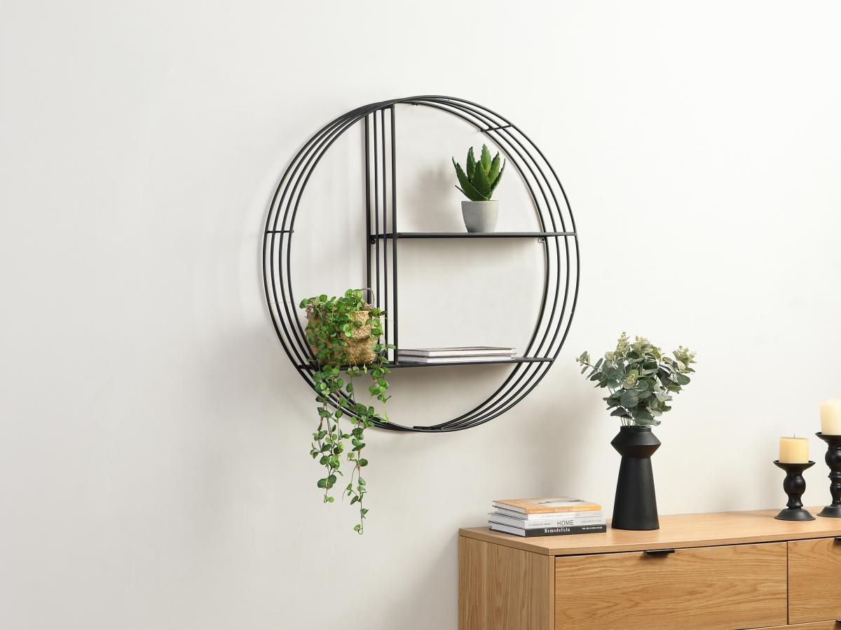 Vente-unique  Etagère murale en métal - 2 tablettes - Noir - NACERA 