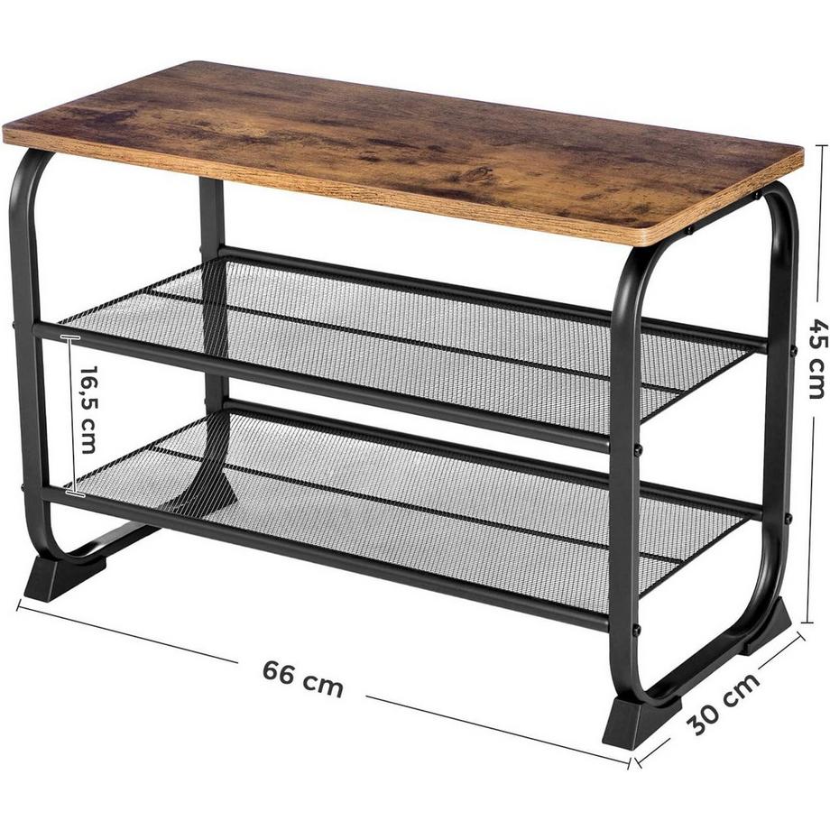 Songmics Banc à chaussures aspect bois vintage marron  