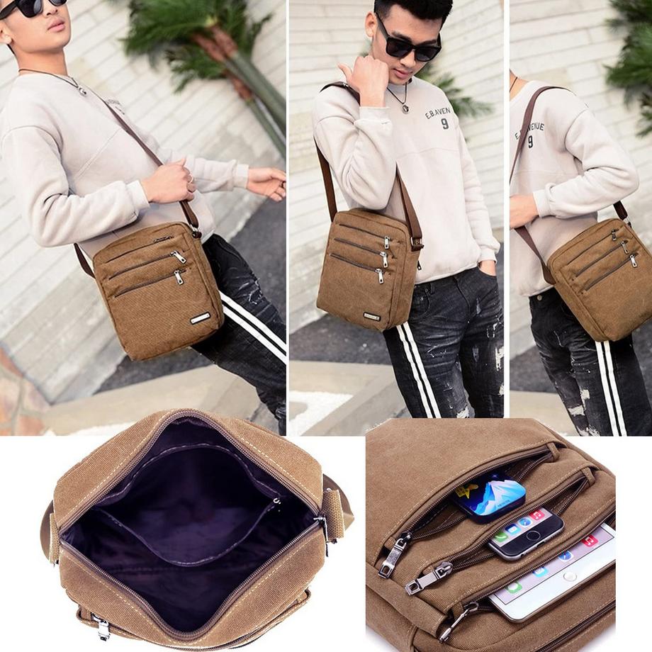 Only-bags.store Petit Sac Bandoulière Vintage en Toile  