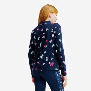 FOUGANZA  Reit-Poloshirt Magic Langarm Print Baumwolle 