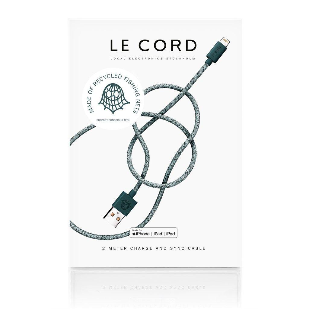 Le Cord  Ghost Net 2.0  (USB-A to Lightning) - Green 