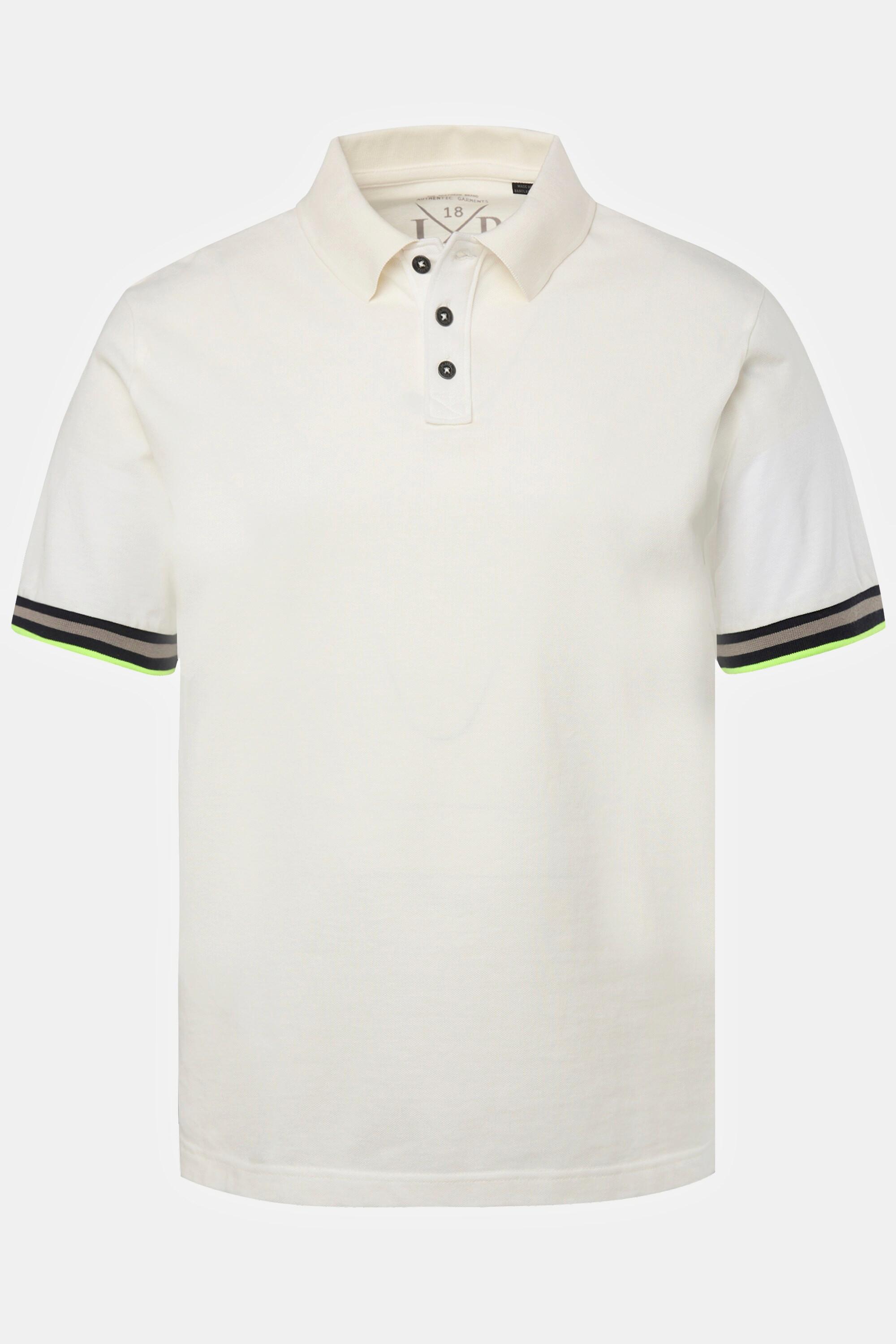 JP1880  Maglia polo in piqué con mezze maniche e orli con righe, fino alla tg. 8XL 