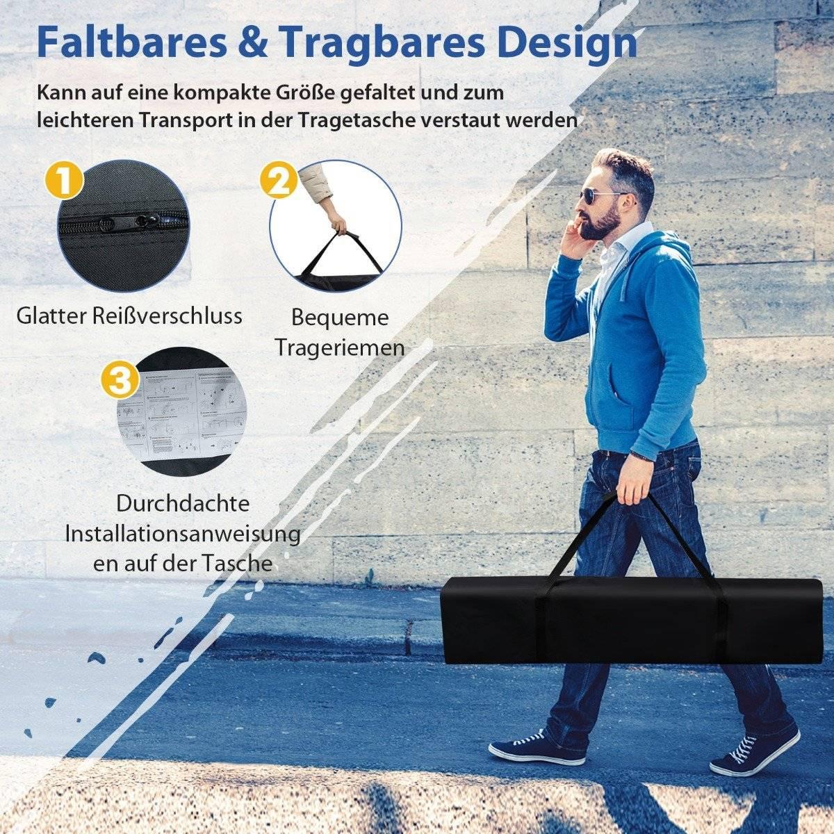 Northix Tonnelle pliante 3 m x 3 m grand auvent pliable bleu avec sac de transport avec réglage en hauteur sur 3 niveaux  