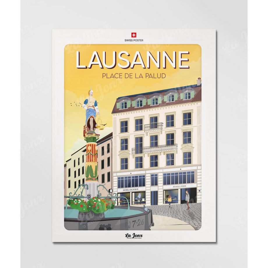 La-Jonx Affiche de Lausanne - Place de la Palud  