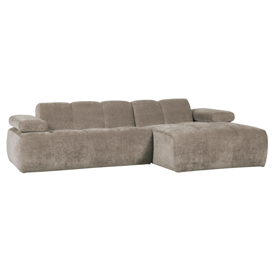 Ecksofa Mojo rechts gerippter Webstoff dunkelsand 284x160