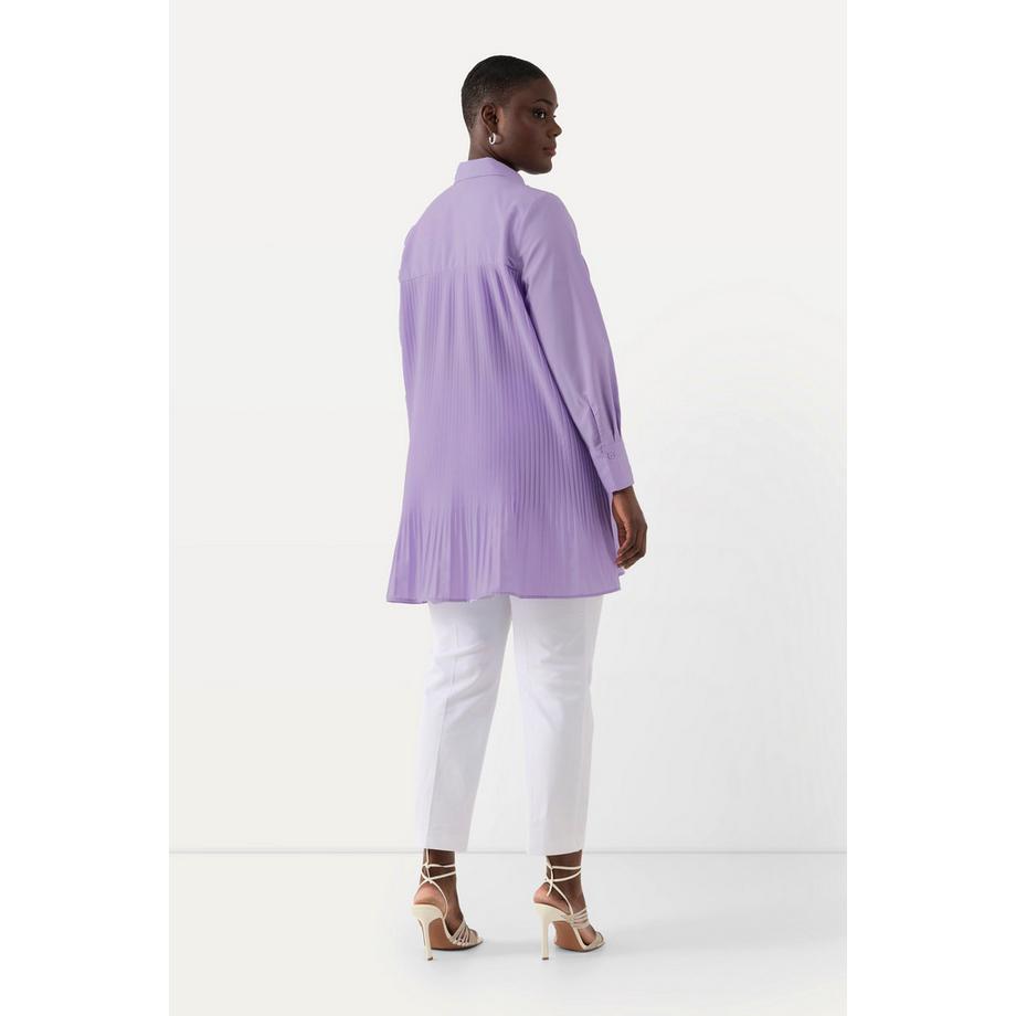 Ulla Popken Chemisier Plissé Coupe Évasée Manches Longues Col Chemise  