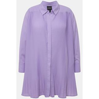 Ulla Popken  Bluse, Plissee, A-Linie, Hemdkragen, Langarm 