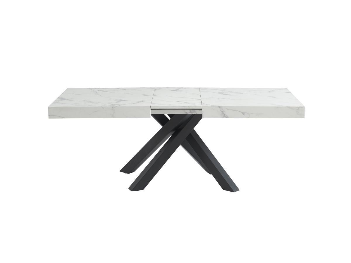 Vente-unique Tavolo da pranzo allungabile da 6 a 10 coperti in MDF e Metallo Effetto marmo Bianco e Nero - CATONAV  