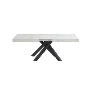Vente-unique Tavolo da pranzo allungabile da 6 a 10 coperti in MDF e Metallo Effetto marmo Bianco e Nero - CATONAV  