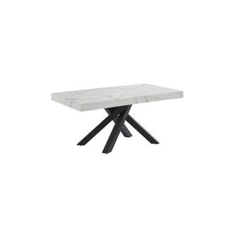 Vente-unique Tavolo da pranzo allungabile da 6 a 10 coperti in MDF e Metallo Effetto marmo Bianco e Nero - CATONAV  