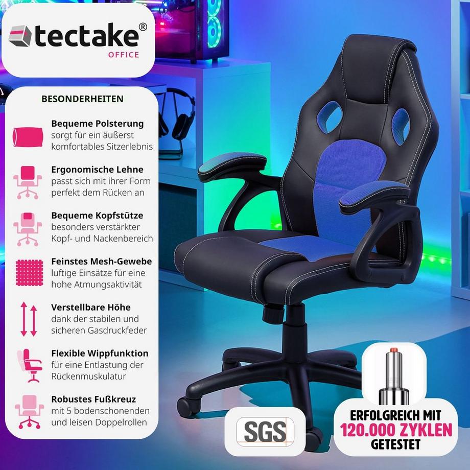 Tectake Sedia da ufficio Mike forma ergonomica  