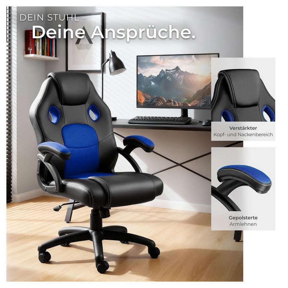 Tectake Bürostuhl Mike ergonomische Form dicke Polsterung  