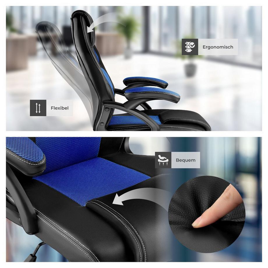 Tectake Bürostuhl Mike ergonomische Form dicke Polsterung  