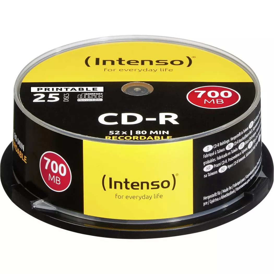 Intenso -  1801124 CD-R 80 vergine 700 MB 25 pz. Torre stampabile, Argento