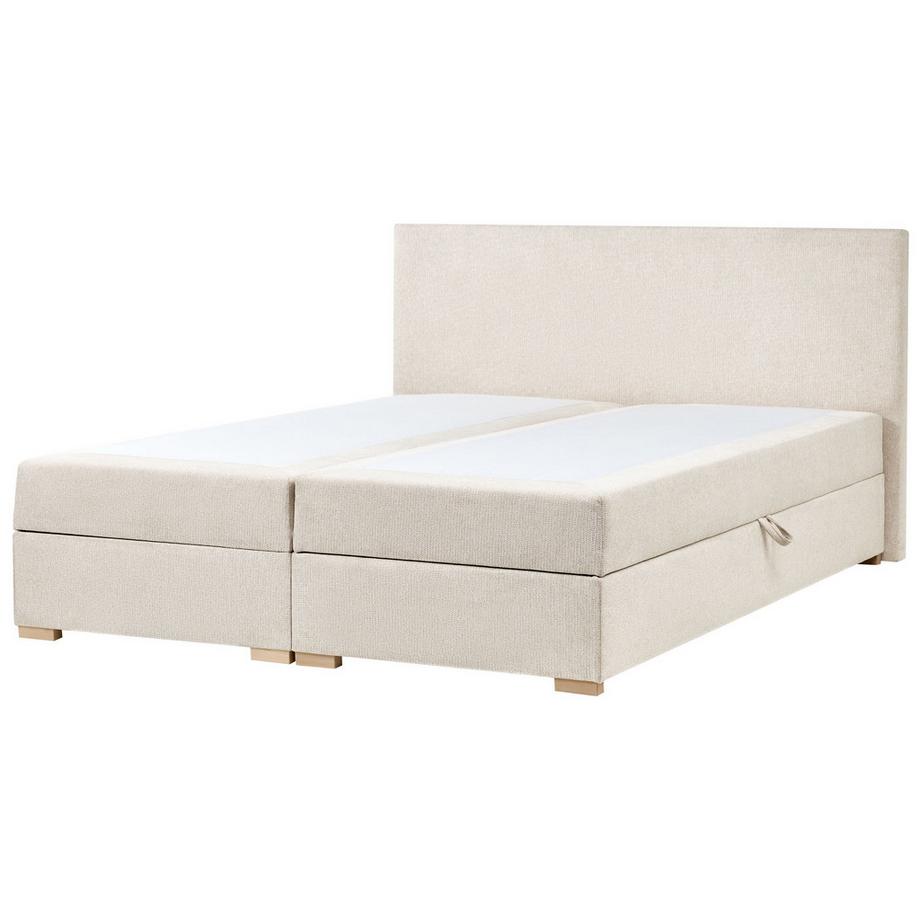 Beliani Lit boxspring avec rangement en Tissu Moderne MAJOR  