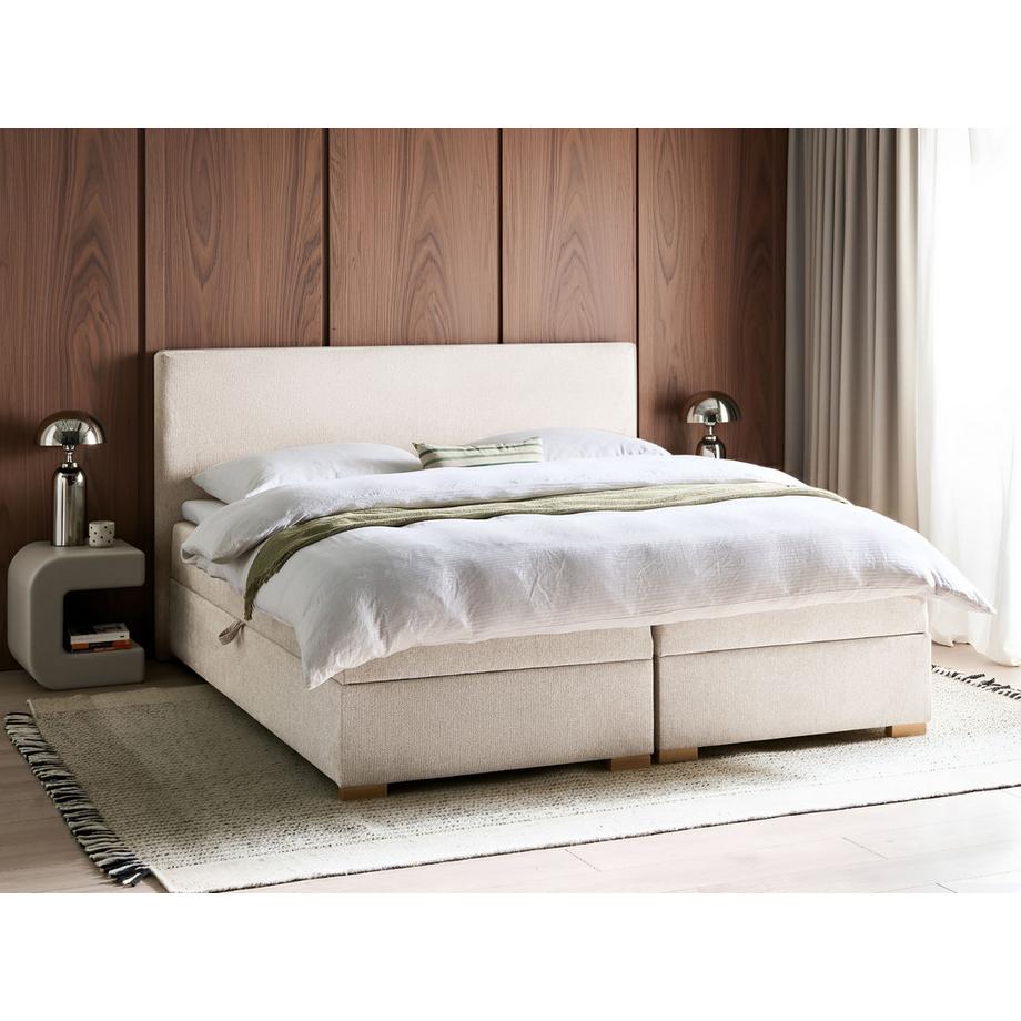 Beliani Lit boxspring avec rangement en Tissu Moderne MAJOR  