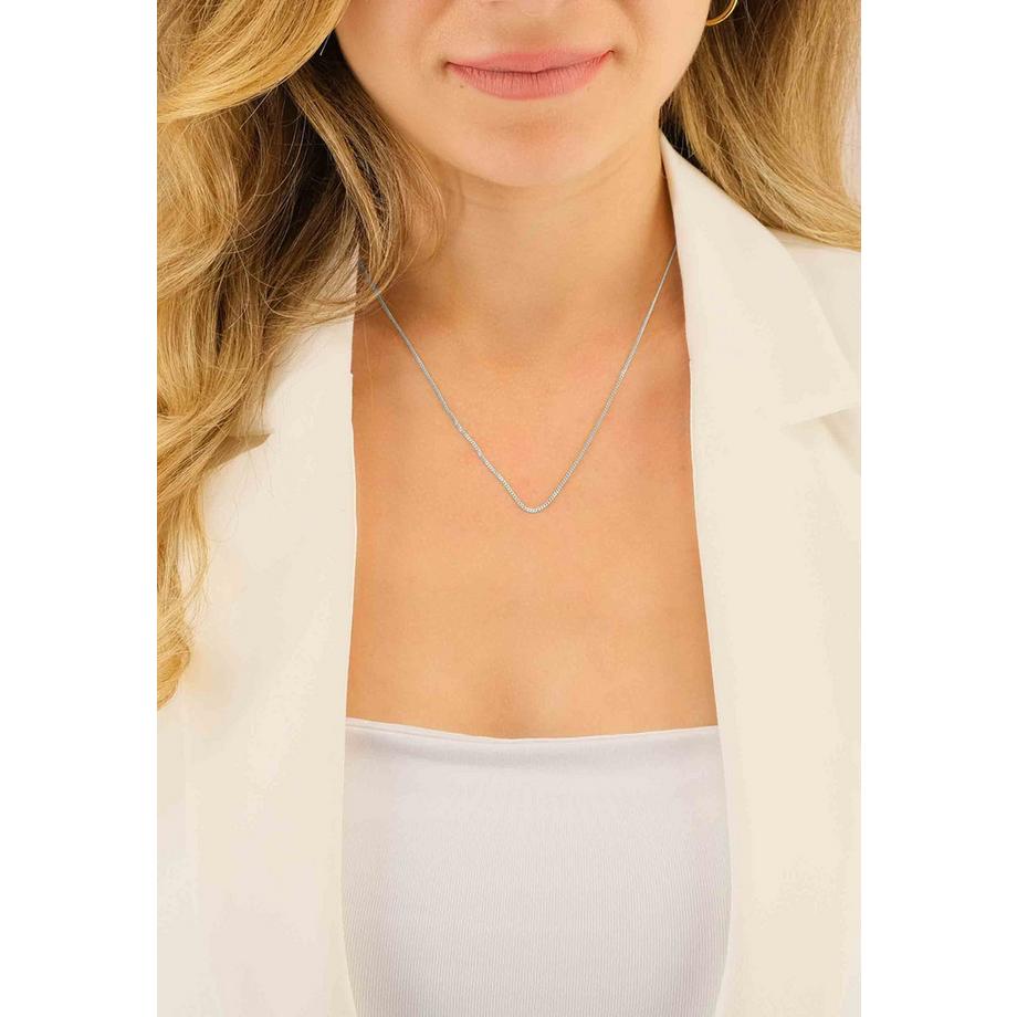 MUAU Schmuck  Collier gourmette or blanc 750, 1.2mm, 42cm 
