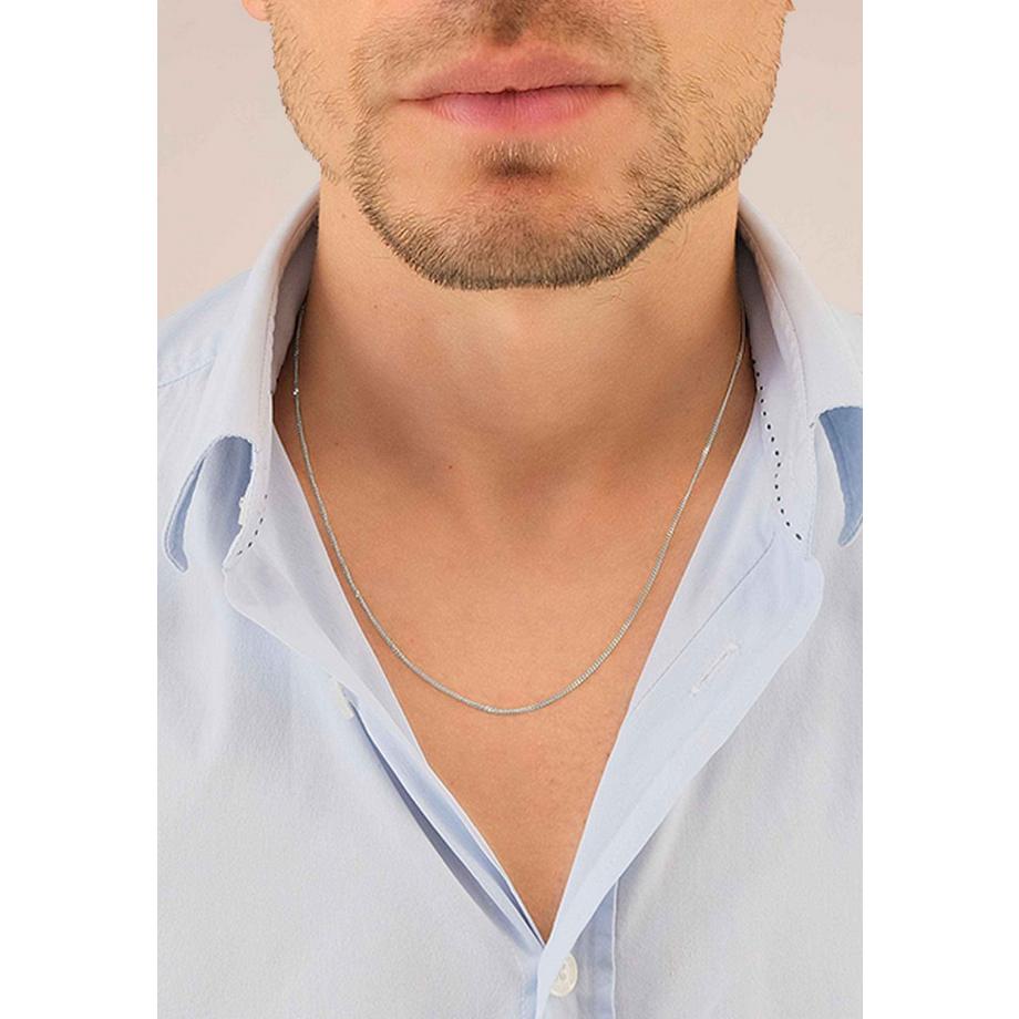 MUAU Schmuck  Collier gourmette or blanc 750, 1.2mm, 42cm 