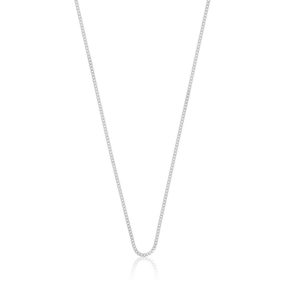 Collier gourmette or blanc 750, 1.2mm, 42cm