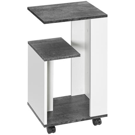 Northio Table De Chevet Table D'Appoint À Roulettes Table Basse Table Basse Au Design Moderne Table De Canapé Avec 3 Étagères Pour Chambre Salon Gris Blanc  