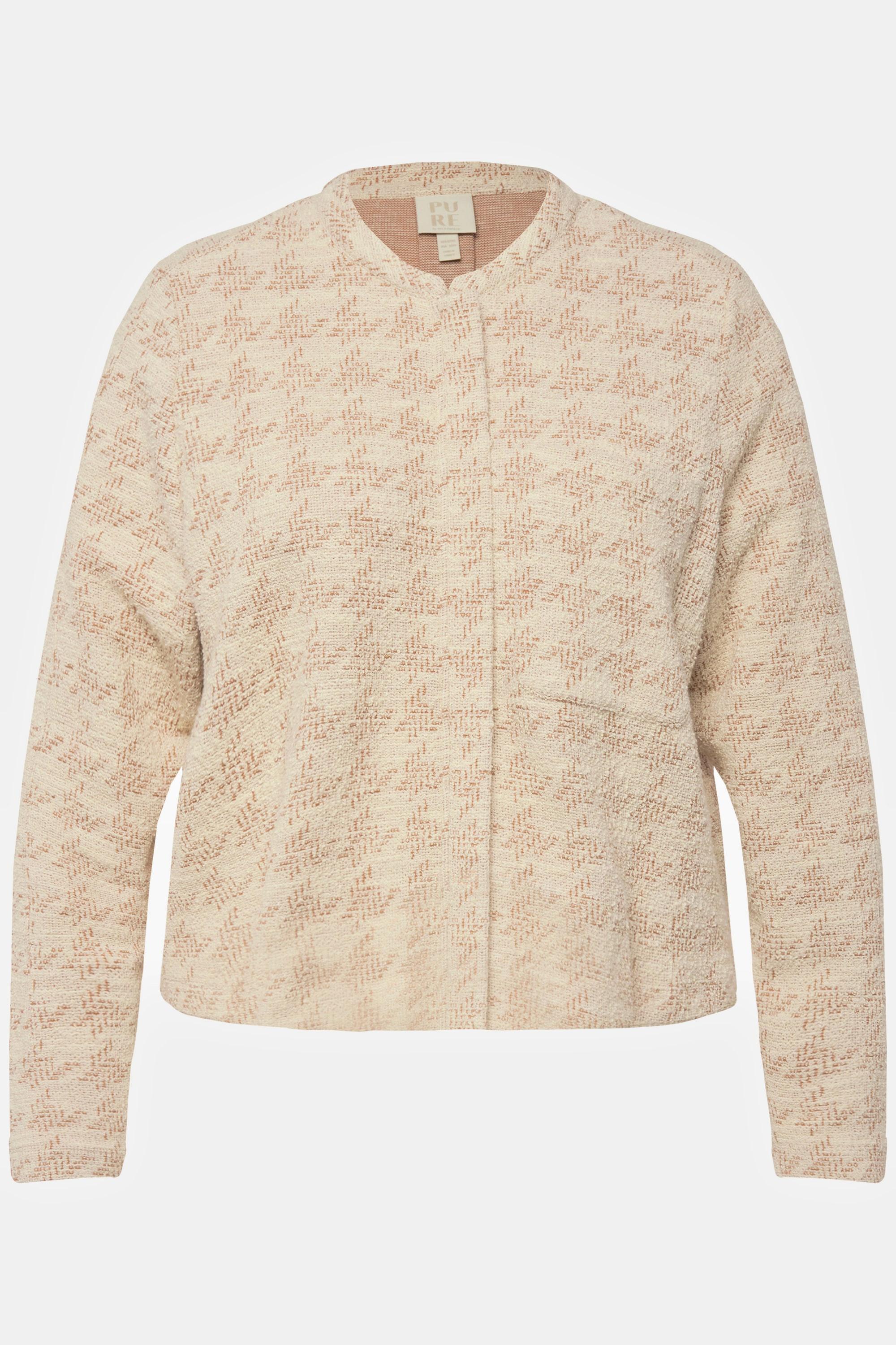 Ulla Popken  Veste oversized en tissu bouclé, col montant, coton bio 