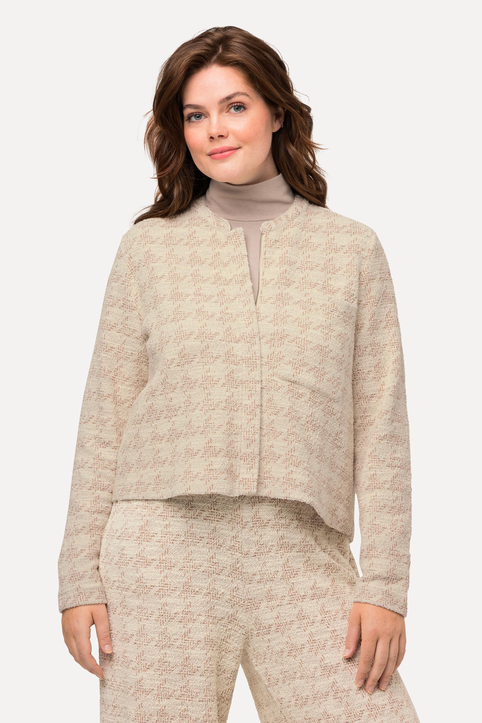 Ulla Popken  Veste oversized en tissu bouclé, col montant, coton bio 