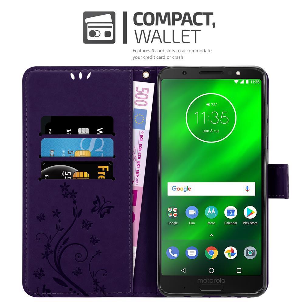 Cadorabo  Housse compatible avec Motorola MOTO G6 PLUS - Coque de protection au design floral avec fermeture magnétique, fonction de support et emplacements pour cartes 