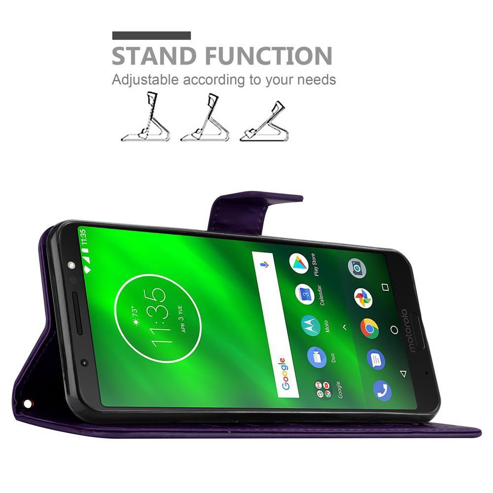 Cadorabo  Housse compatible avec Motorola MOTO G6 PLUS - Coque de protection au design floral avec fermeture magnétique, fonction de support et emplacements pour cartes 