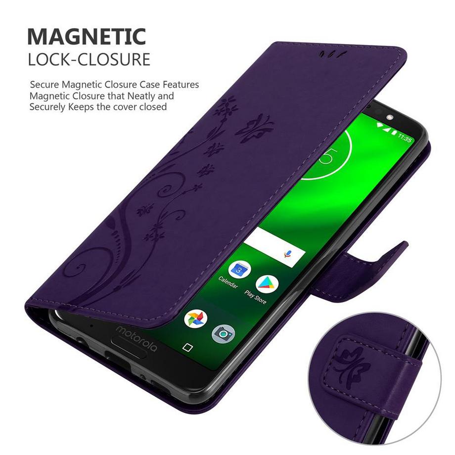 Cadorabo  Hülle für Motorola MOTO G6 PLUS Blumen Design Magnetverschluss 